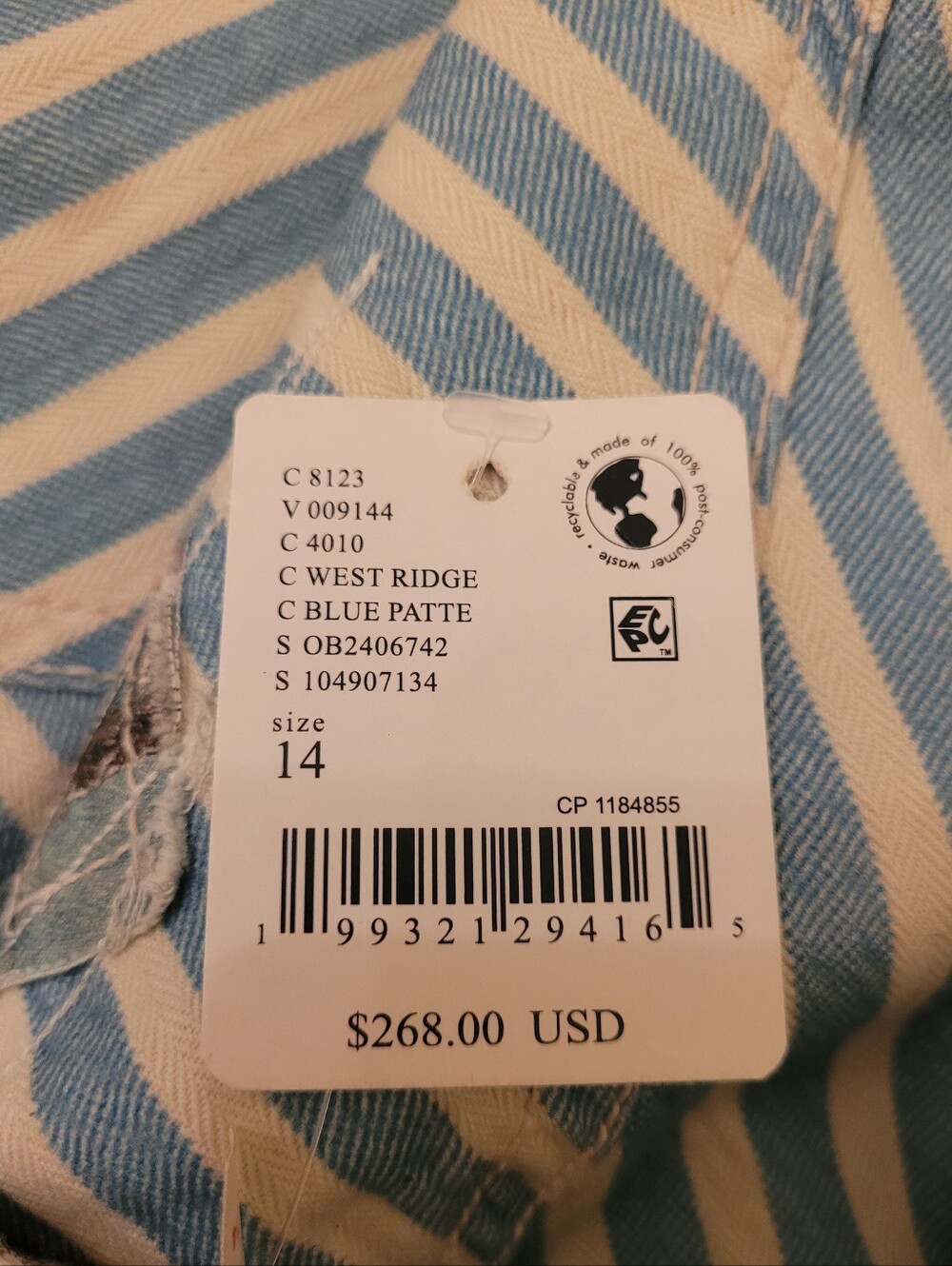 New Free People Wide Leg Lightweight Railroad Stripe Cotton Fabric Pants. Jeans - Picture 7 of 9